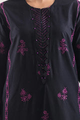 Unstitched Solid Embroidered Cambric 3 Piece With Chiffon Dupatta