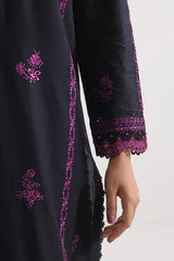 Unstitched Solid Embroidered Cambric 3 Piece With Chiffon Dupatta