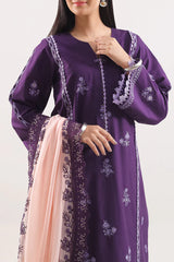 Unstitched Solid Embroidered Cambric 3 Piece