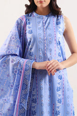 Unstitched Printed Stripe Lawn 3 Piece