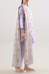 Unstitched Printed Self Strip Lawn 3 Piece