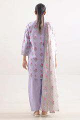 Unstitched Printed Self Strip Lawn 3 Piece