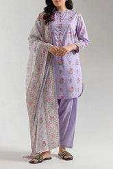 Unstitched Printed Self Strip Lawn 3 Piece