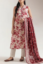 Unstitched Printed Self Stripe Lawn 2 Piece (Shirt/Trouser)
