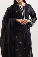 Solid Embroidered Cotton Stitched 3 Piece