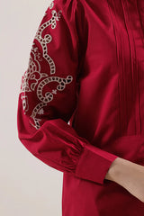 Solid Embroidered Poplin Stitched 2 piece (Shirt/Trouser)