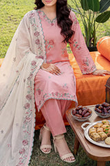 Solid Embroidered Cambric Stitched 3 Piece