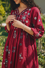 Solid Embroidered Khaddar Stitched Shirt