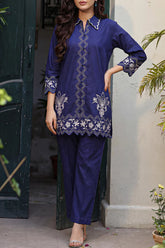 Solid Embroidered Poplin Stitched 2 piece (Shirt/Trouser)
