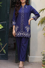 Solid Embroidered Poplin Stitched 2 piece (Shirt/Trouser)
