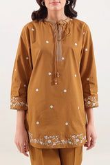 Solid Embroidered Poplin Stitched 2 piece (Shirt/Trouser)