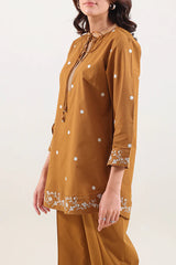 Solid Embroidered Poplin Stitched 2 piece (Shirt/Trouser)