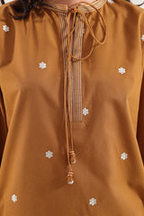 Solid Embroidered Poplin Stitched 2 piece (Shirt/Trouser)