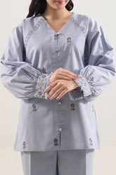 Solid Embroidered Poplin Stitched 2 piece (Shirt/Trouser)