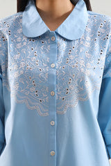 Solid Embroidered Poplin Stitched 2 piece (Shirt/Trouser)