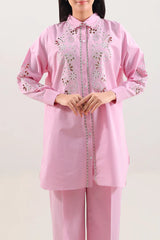 Solid Embroidered Poplin Stitched 2 piece (Shirt/Trouser)