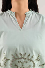 Solid Embroidered Poplin Stitched 2 piece (Shirt/Trouser)