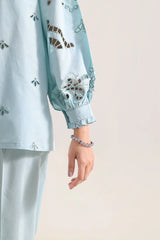 Solid Embroidered Poplin Stitched 2 piece (Shirt/Trouser)