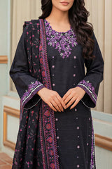 Solid Embroidered Khaddar Stitched 3 Piece