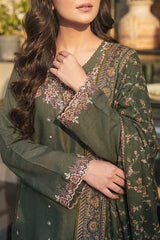 Solid Embroidered Khaddar Stitched 3 Piece