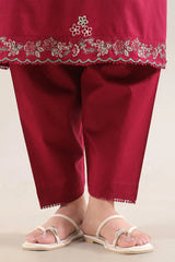 Solid Embroidered Cambric Stitched 3 Piece