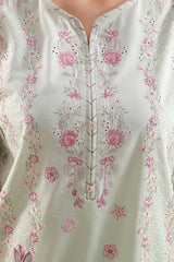 Solid Embroidered Cambric Stitched 3 Piece