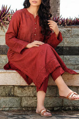 Solid Embroidered Korean Silk Stitched 2 Piece (Shirt/Trouser)