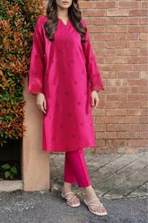 Solid Embroidered Korean Silk Stitched 2 Piece (Shirt/Trouser)