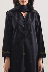 Solid Embroidered Cotton Stitched 3 Piece