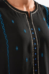 Solid Embroidered Chiffon Stitched 3 Piece