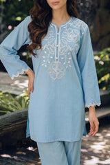 Solid Embroidered Lawn Stitched 2 Piece (Shirt/Trouser)