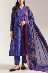 Unstitched Printed Self Strip Lawn 3 Piece