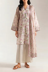 Unstitched Printed Self Strip Lawn 3 Piece