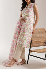 Unstitched Printed Self Strip Lawn 3 Piece
