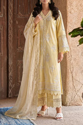 Unstitched Solid Embroidered Cambric 3 Piece with Chiffon Dupatta