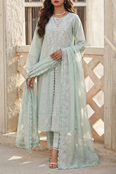 Unstitched Solid+Embroidered Cambric 3 Piece With (Chiffon Dupatta)