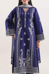 Unstitched Solid+Embroidered Cambric 3 Piece With (Chiffon Dupatta)