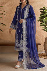 Unstitched Solid+Embroidered Cambric 3 Piece With (Chiffon Dupatta)