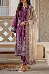 Unstitched Solid+Embroidered Cambric 3 Piece With (Chiffon Dupatta)