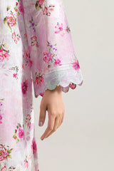 Unstitched Printed Embroidered Strip Lawn 3 Piece
