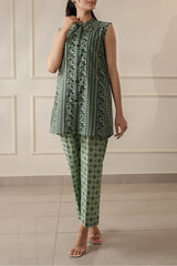 Unstitched Printed Self Stripe Lawn 2 Piece (Shirt/Trouser)