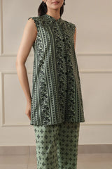 Unstitched Printed Self Stripe Lawn 2 Piece (Shirt/Trouser)