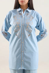 Solid Embroidered Poplin Stitched 2 piece (Shirt/Trouser)