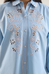 Solid Embroidered Poplin Stitched 2 piece (Shirt/Trouser)