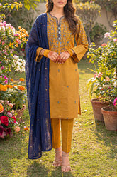 Solid Embroidered Cambric Stitched 3 Piece