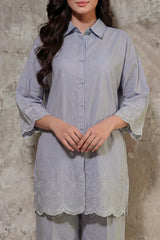 Solid Embroidered Cambric Stitched 2 Piece (Shirt/Trouser)