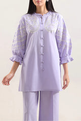 Solid Embroidered Poplin Stitched 2 piece (Shirt/Trouser)