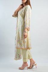 Printed Embroidered Cotton Jacquard Stitched 2 Piece (Shirt/Dupatta)