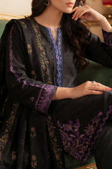 Solid Embroidered Khaddar Stitched 3 Piece