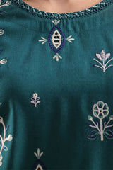 Solid Embroidered Cambric Stitched 3 Piece